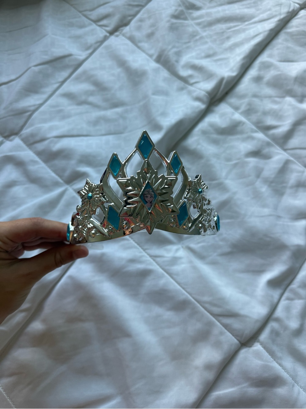 Girls Silver Tiara with Blue Accents